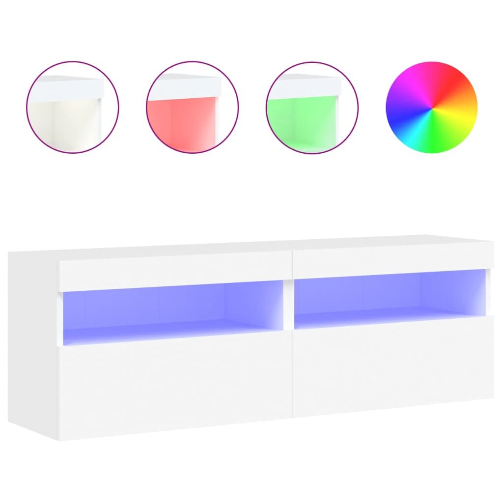 TV Wall Cabinets with LED Lights 2 pcs White 60x30x40 cm Price