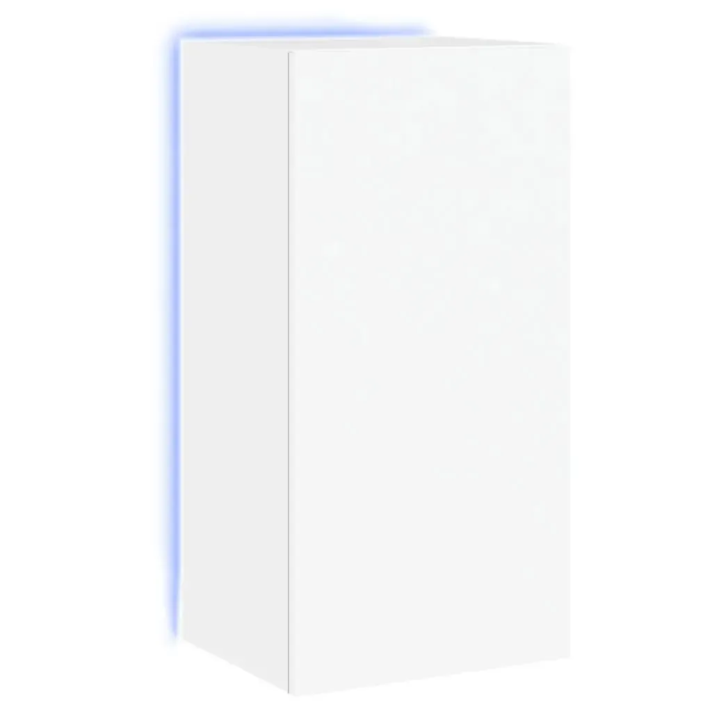 TV Wall Cabinet with LED Lights White 40.5x35x80 cm Price