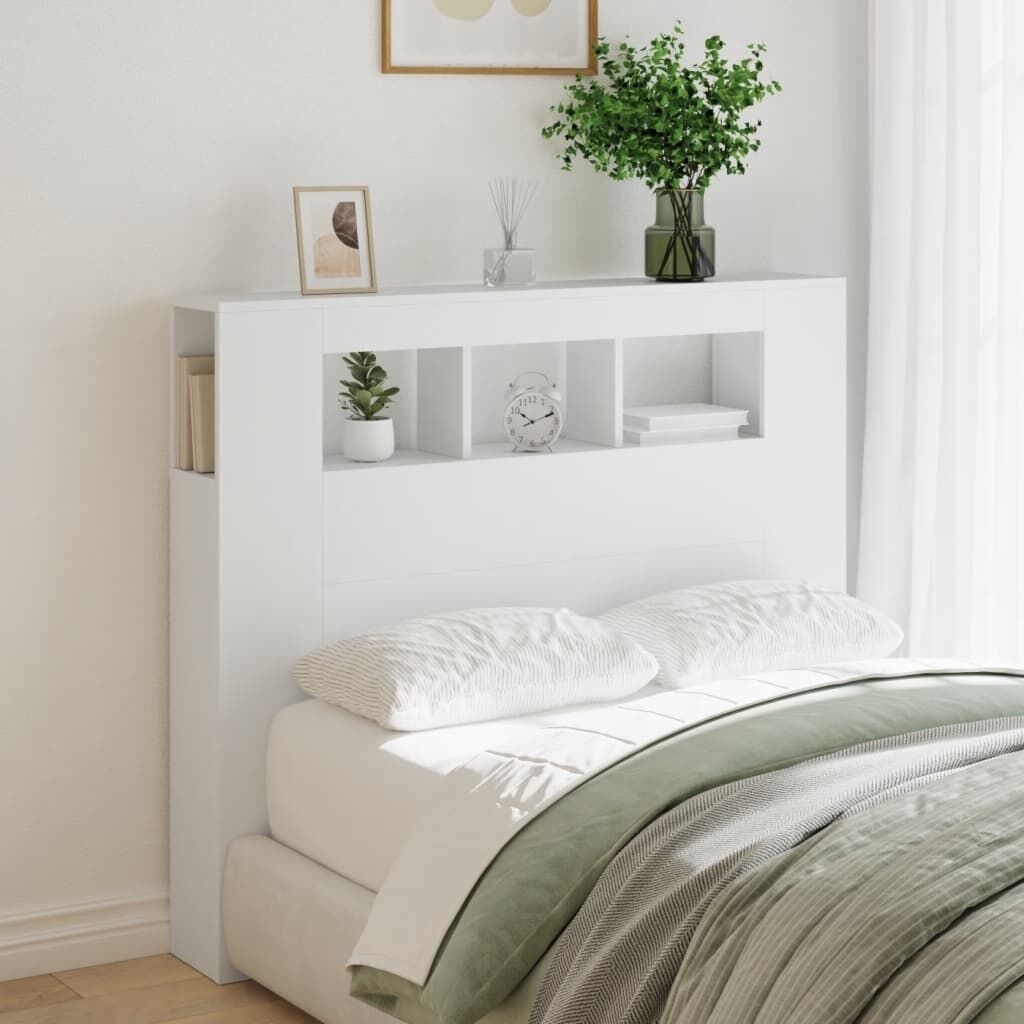 LED Headboard White 120 cm Engineered Wood Price
