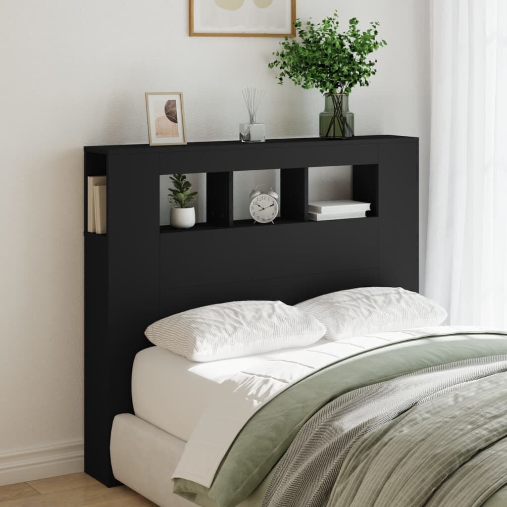 LED Headboard Black 120 cm Engineered Wood Price