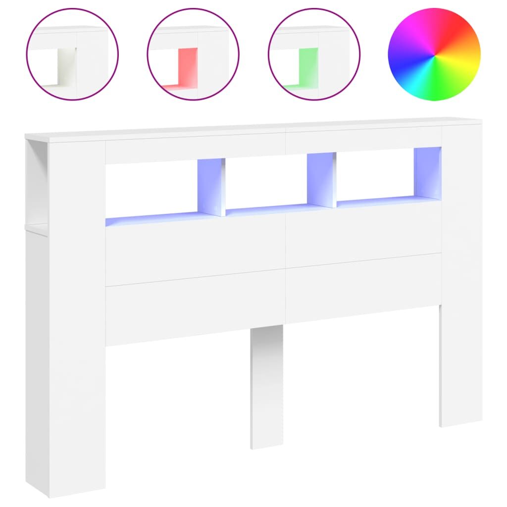LED Headboard White 160 cm Engineered Wood Price