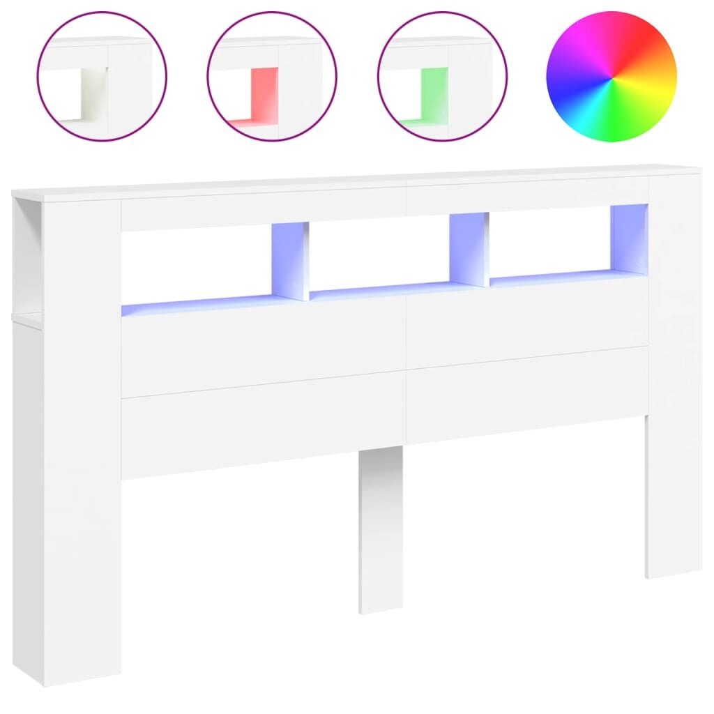 LED Headboard White 180 cm Engineered Wood Price