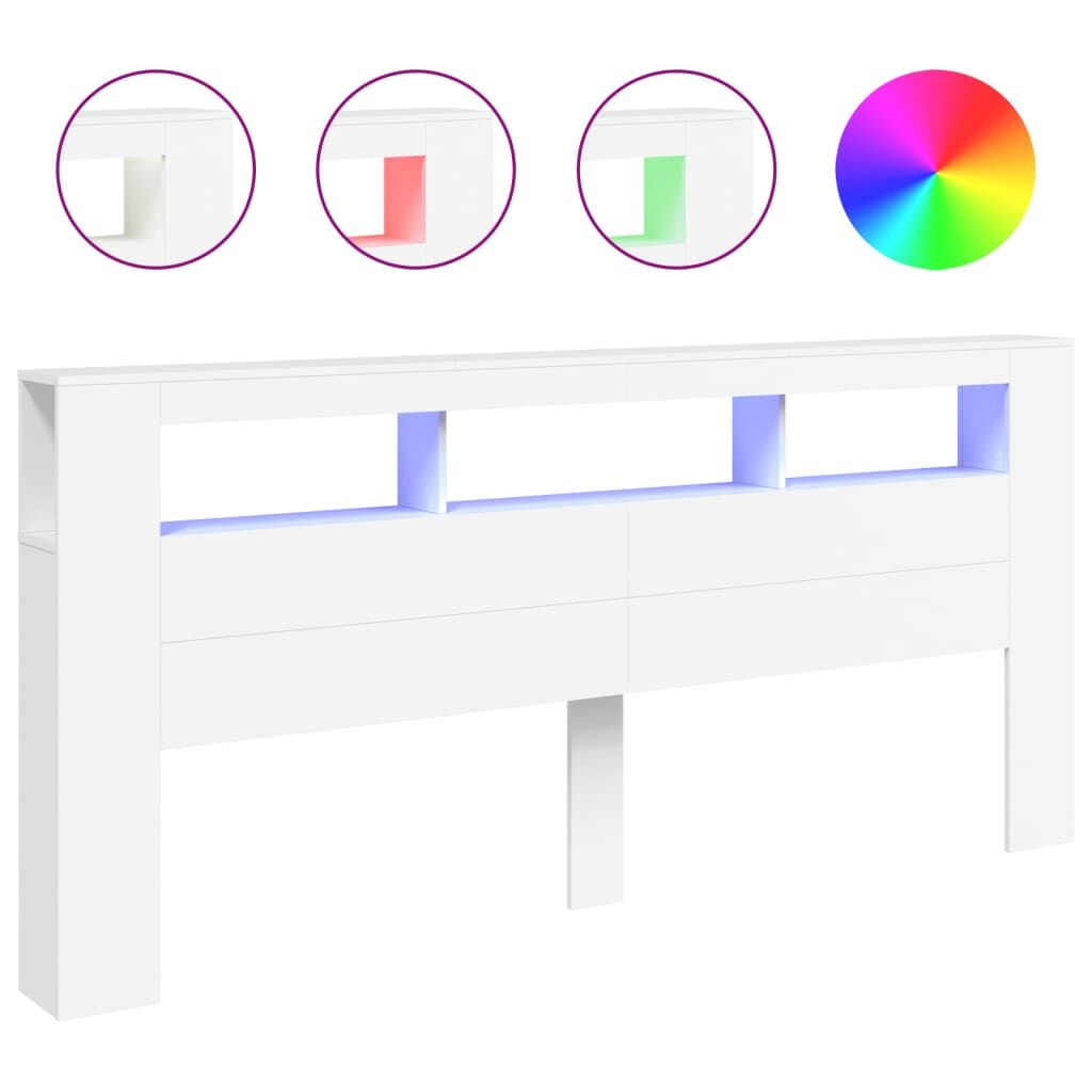 LED Headboard White 220 cm Engineered Wood Price