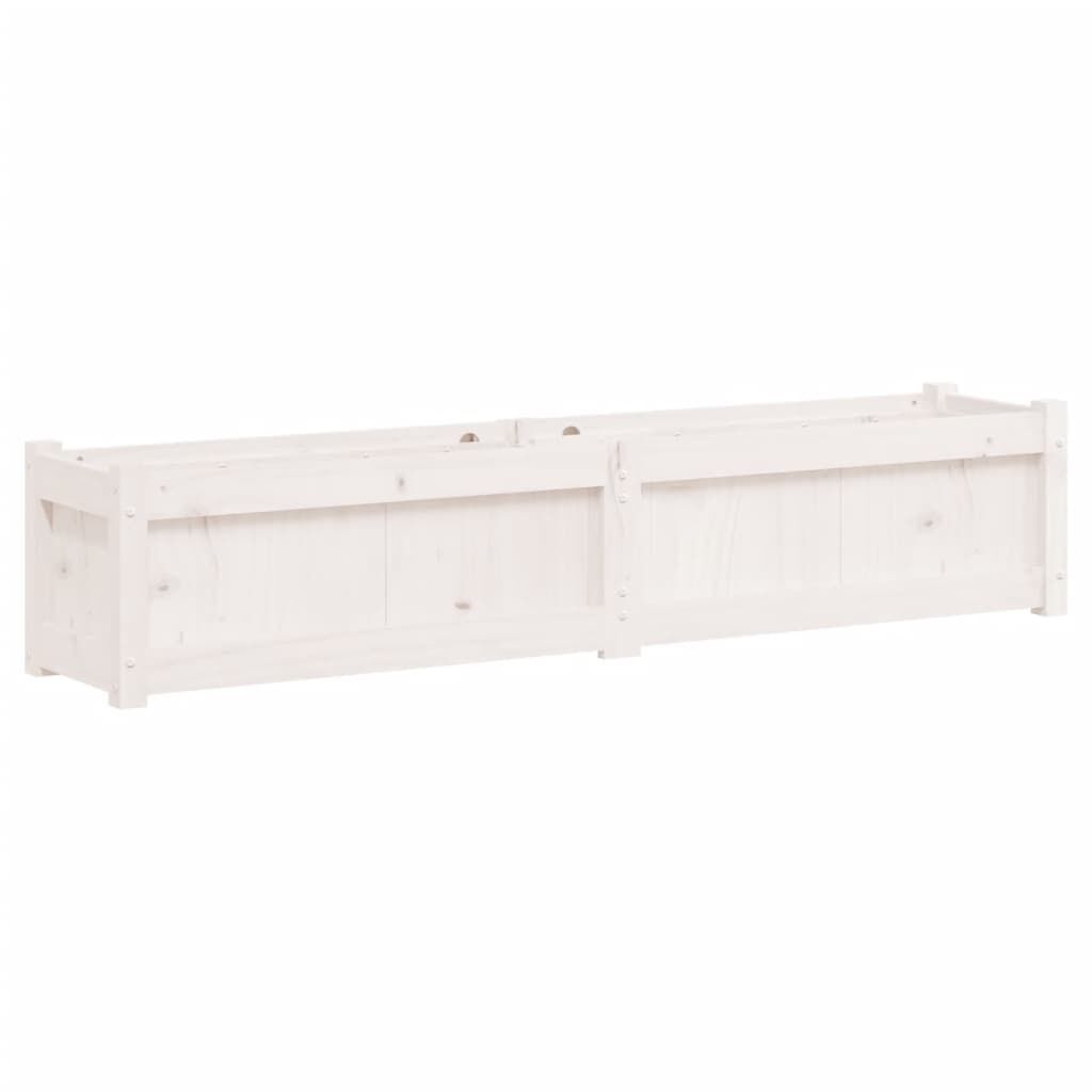Garden Planter White 150x31x31 cm Solid Wood Pine Price