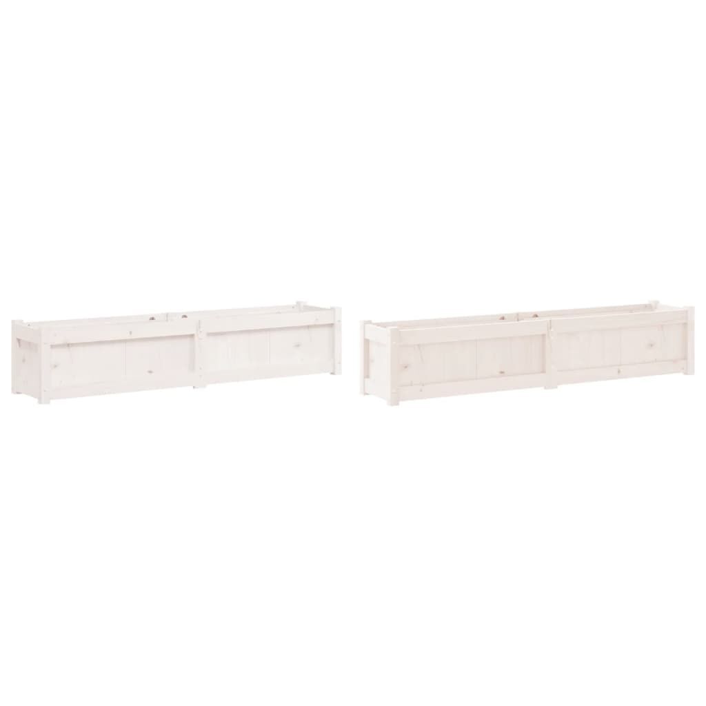 Garden Planters 2 pcs White Solid Wood Pine Price