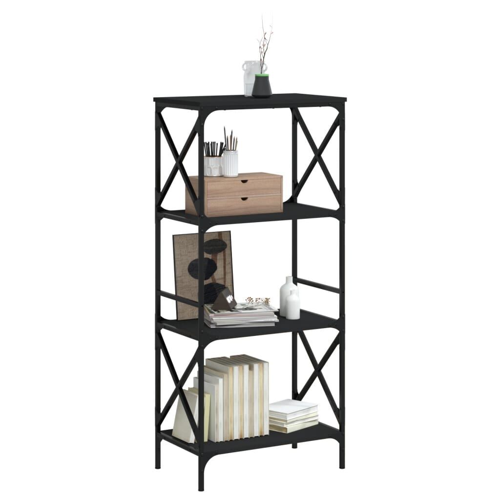 Bookcase 4-Tier Black 59x35x132 cm Engineered Wood Price
