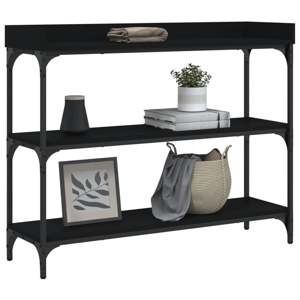 Console Table with Shelves Black 100x30x80 cm Price