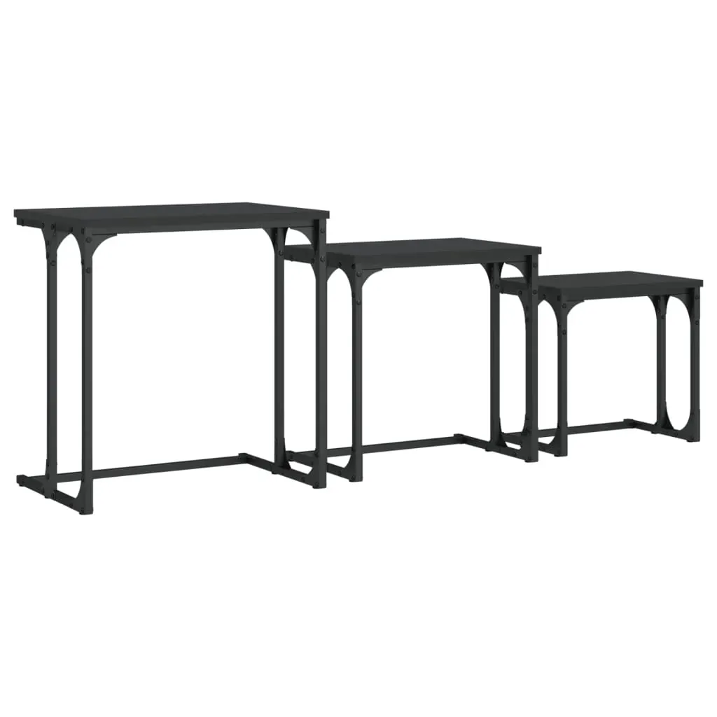 Nesting Coffee Tables 3 pcs Black Engineered Wood Price