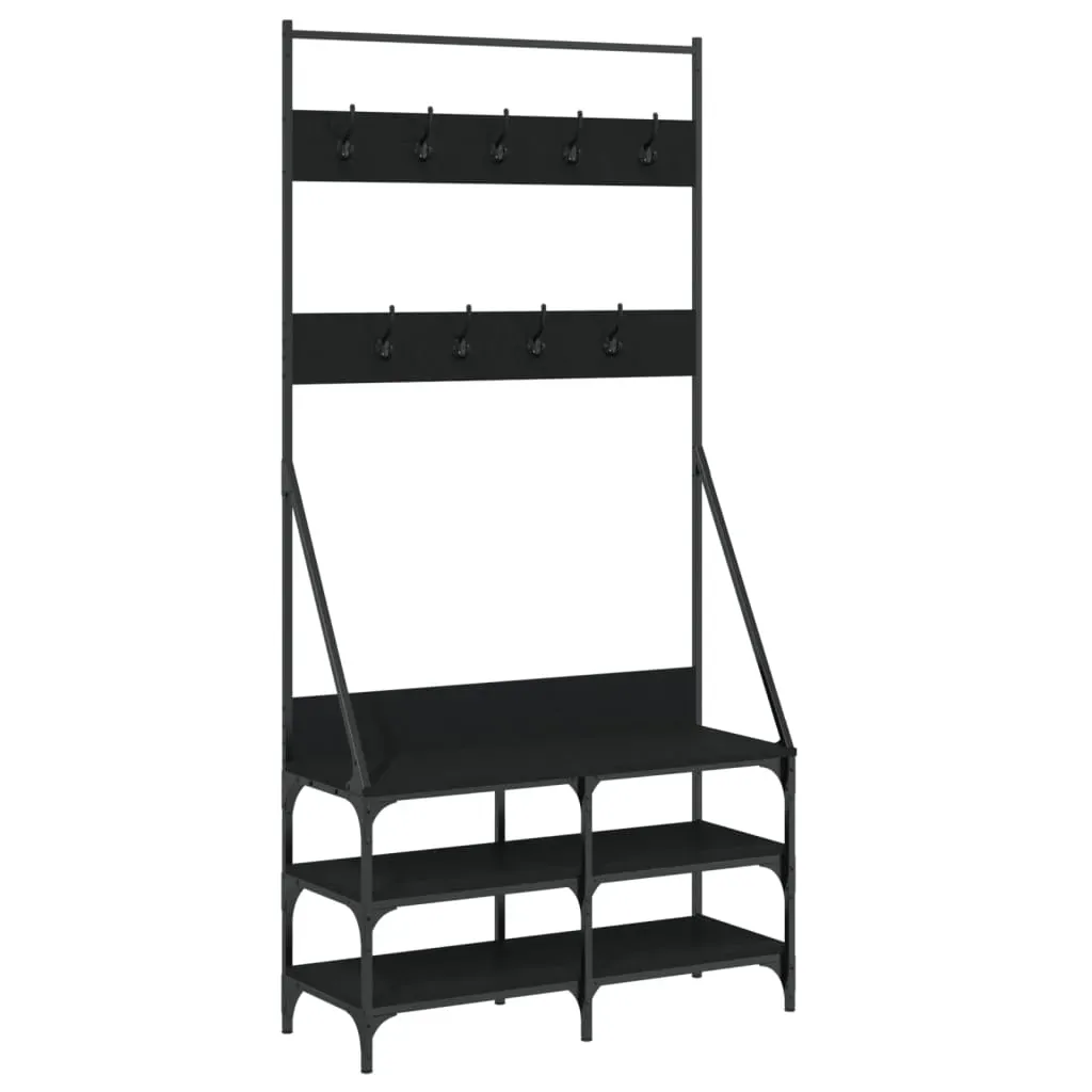 Clothes Rack with Shoe Storage Black 90x34x184 cm Price