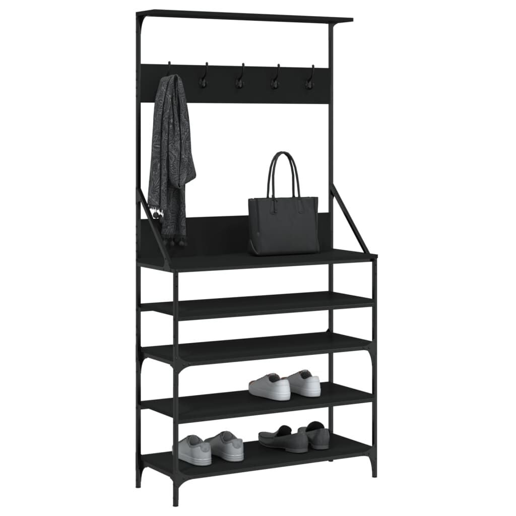 Clothes Rack with Shoe Storage Black 90x34x184 cm Price