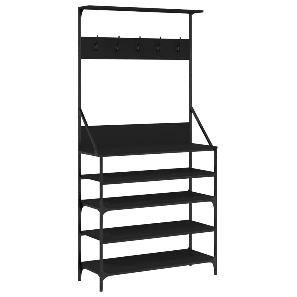Clothes Rack with Shoe Storage Black 90x34x184 cm Price