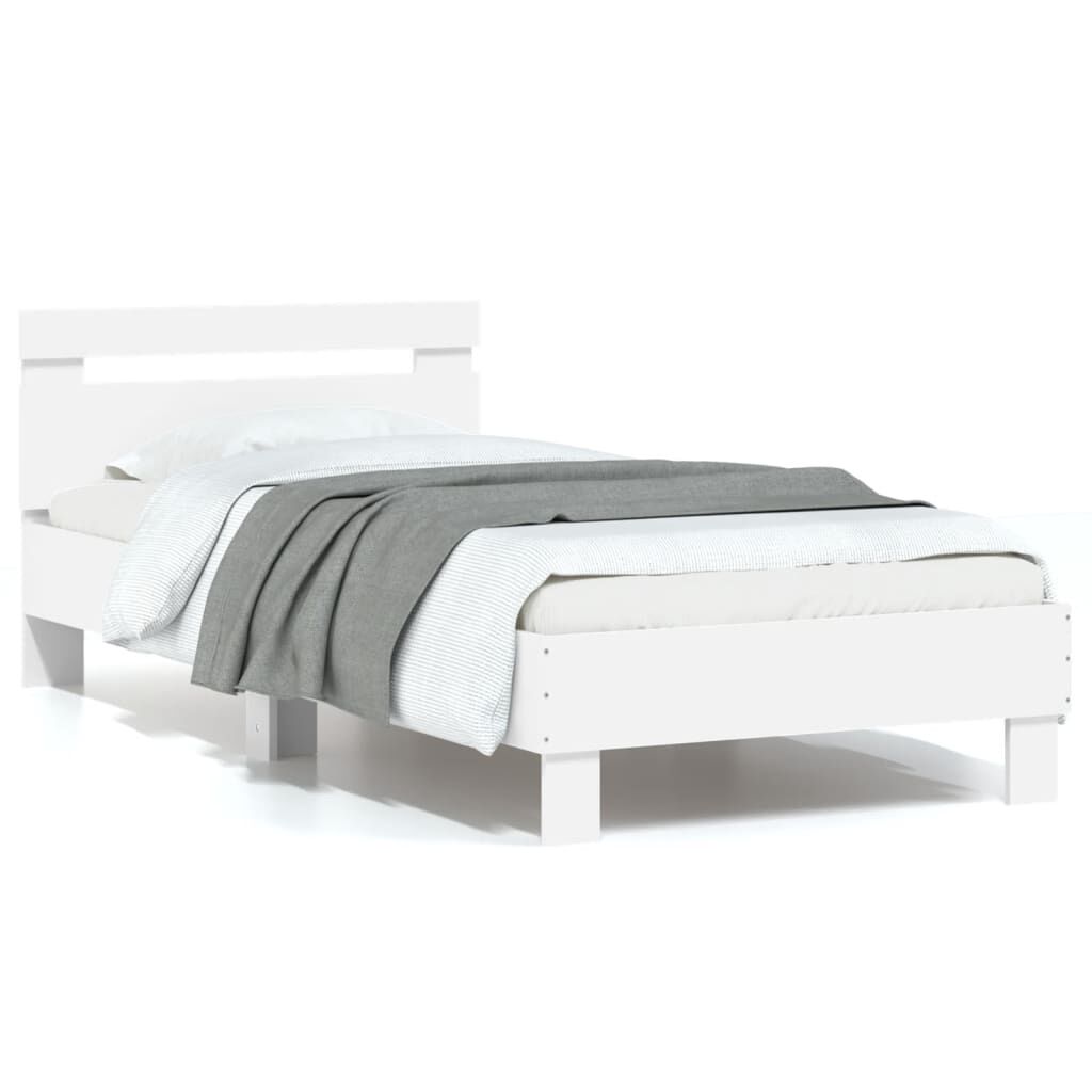 Bed Frame without Mattress with Headboard White 90x190 cm Price