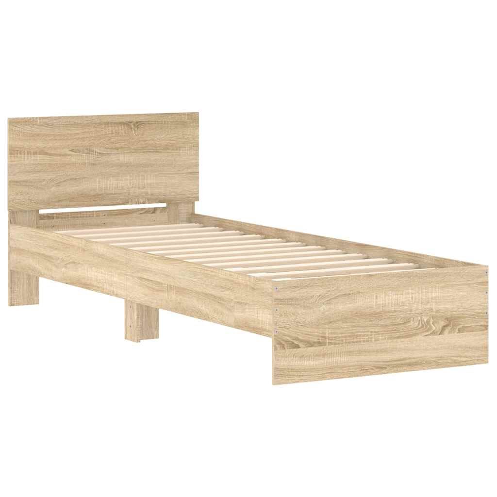 Bed Frame without Mattress with Headboard Sonoma Oak 90x190 cm Price
