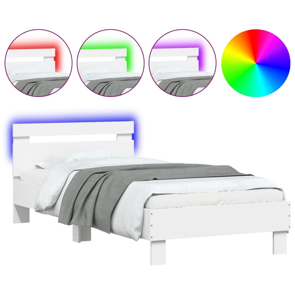 Bed Frame without Mattress with LED Lights White 90x190 cm Price