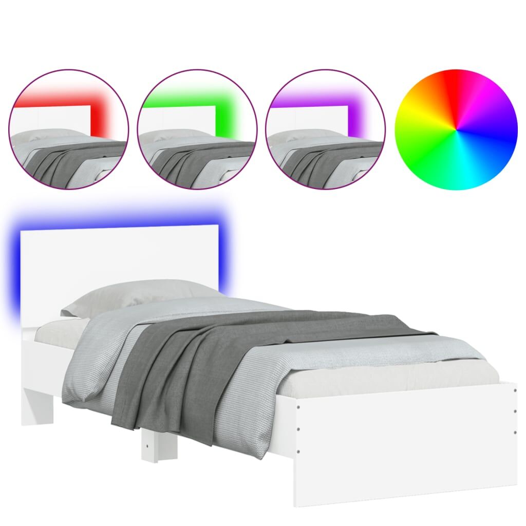 Bed Frame without Mattress with LED Lights White 90x190 cm Price
