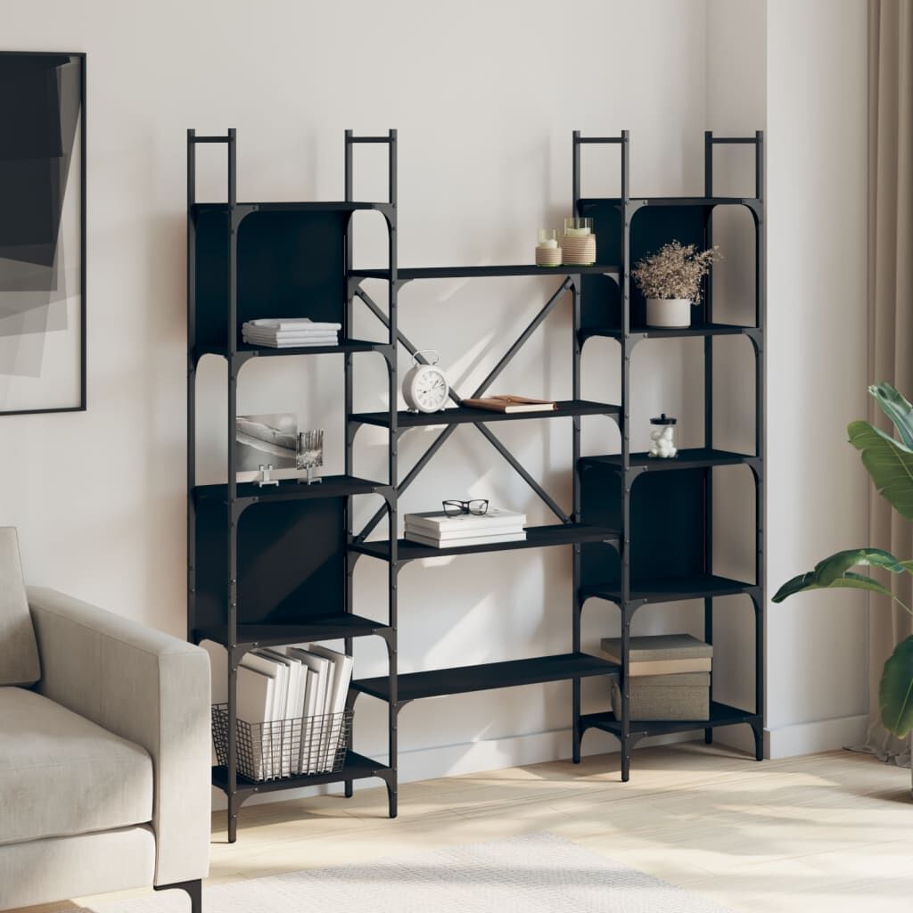 Bookshelf Black 155.5x24x166.5 cm Engineered Wood Price