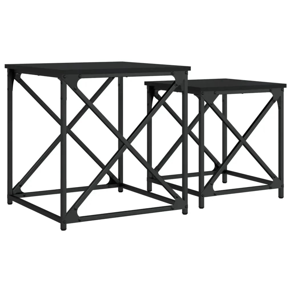 Nesting Coffee Tables 2 pcs Black Engineered Wood Price