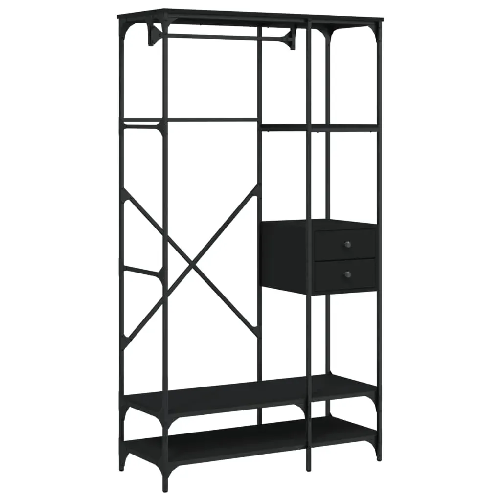 Wardrobe with Drawers Black 100x40x180 cm Engineered Wood Price