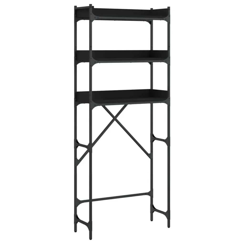 Washing Machine Shelf Black 67x25x163 cm Engineered Wood Price