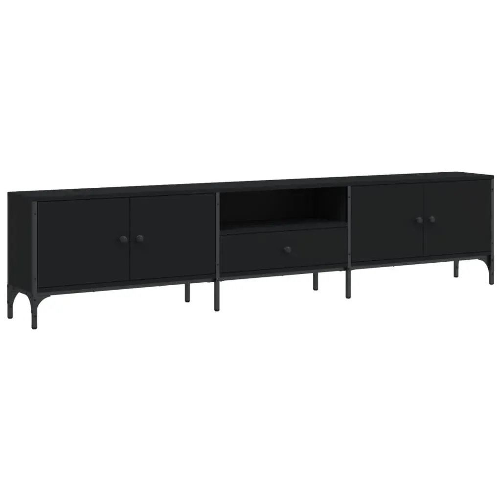 TV Cabinet with Drawer Black 200x25x44 cm Engineered Wood Price