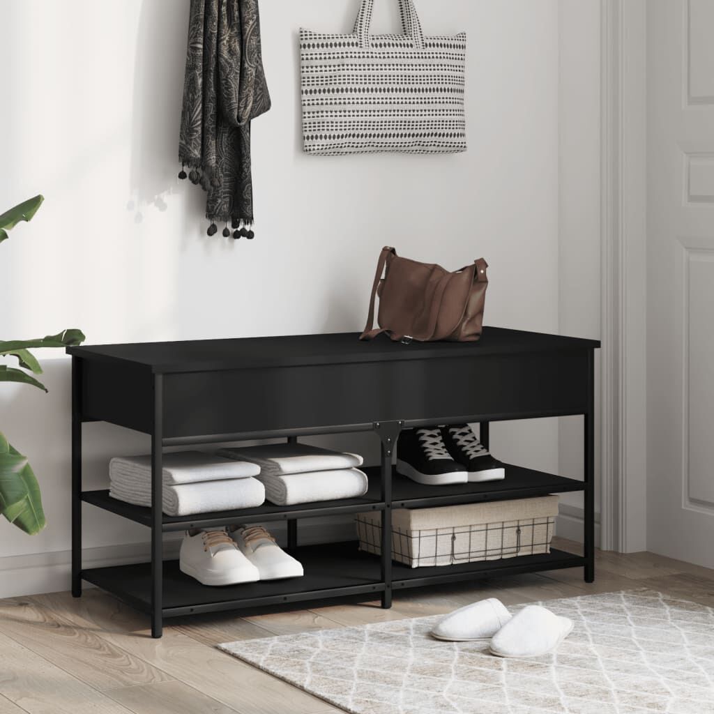 Shoe Bench Black 100x42.5x50 cm Engineered Wood Price