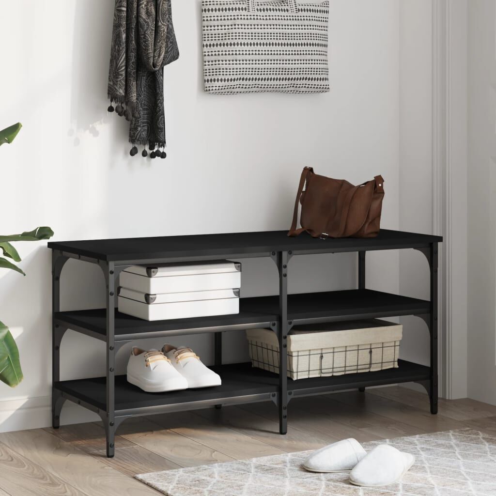 Shoe Bench Black 100x38.5x49 cm Engineered Wood Price
