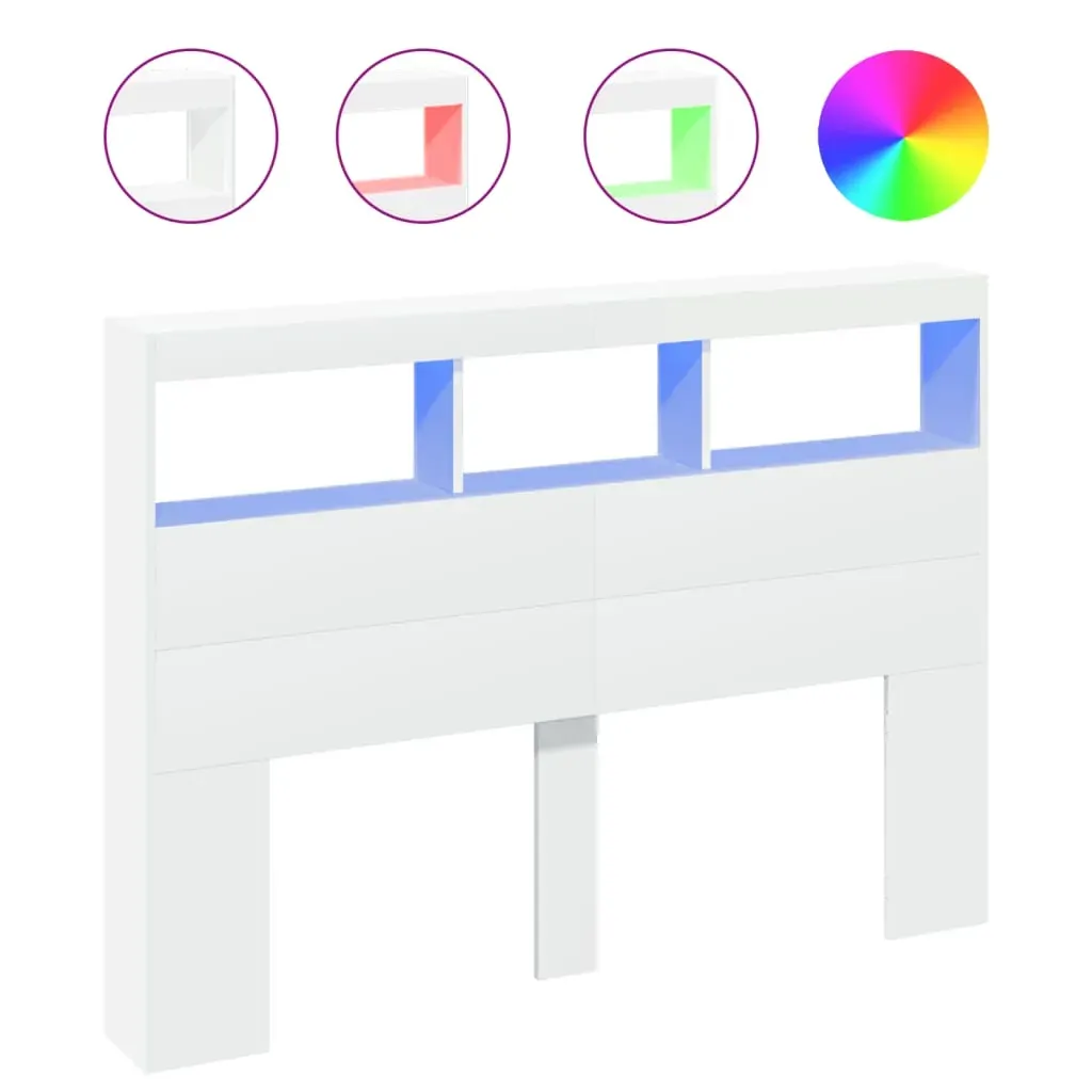 Headboard Cabinet with LED White 140 cm Price