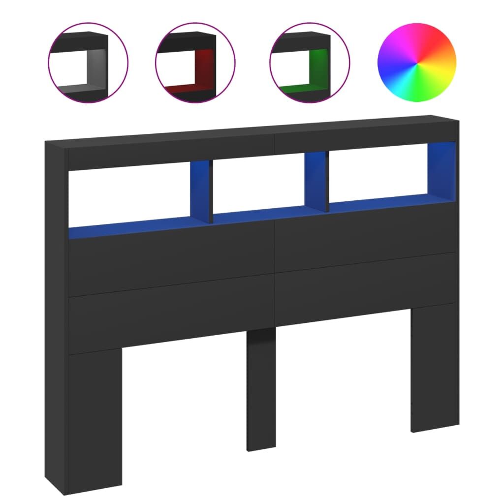 Headboard Cabinet with LED Black 140 cm Price