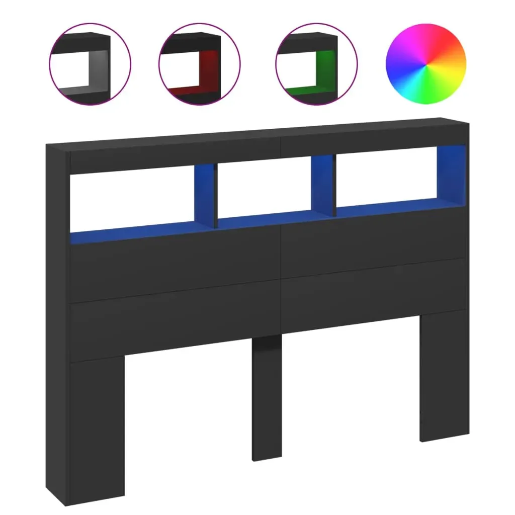 Headboard Cabinet with LED Black 140 cm Price