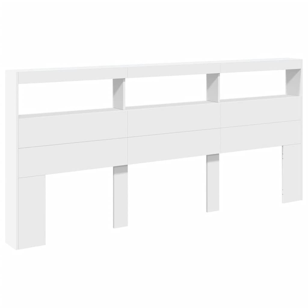 Headboard Cabinet with LED White 220x17x102 cm Price