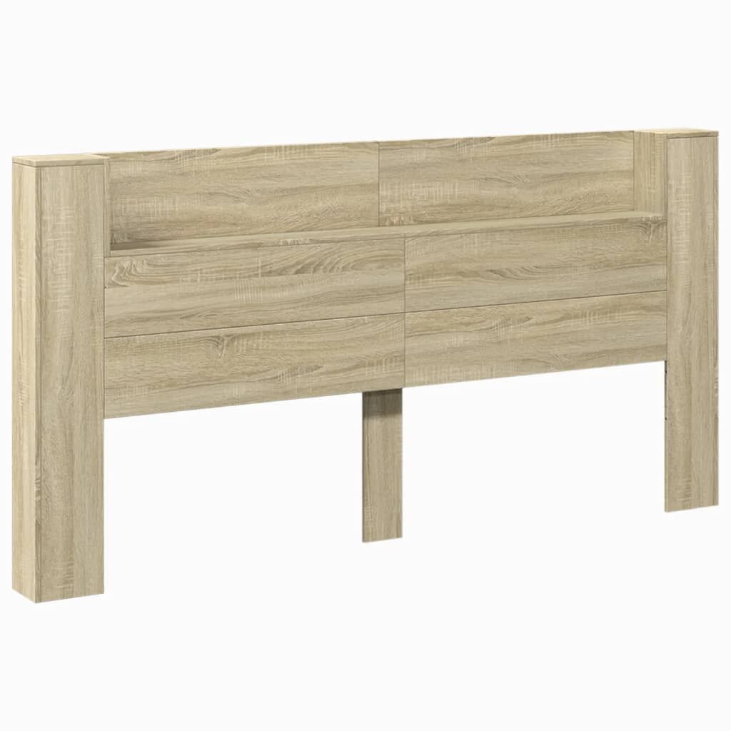Headboard Cabinet with LED Sonoma Oak 200x16.5x103.5 cm Price