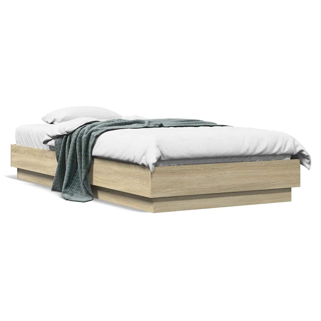 Bed Frame without Mattress Sonoma Oak 90x190 cm Engineered Wood Price