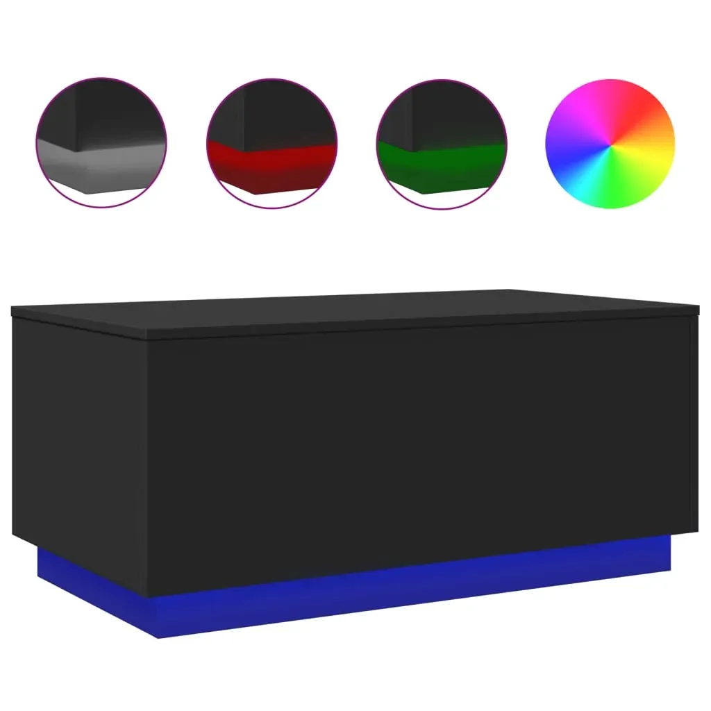 Coffee Table with LED Lights Black 90x50x40 cm Price