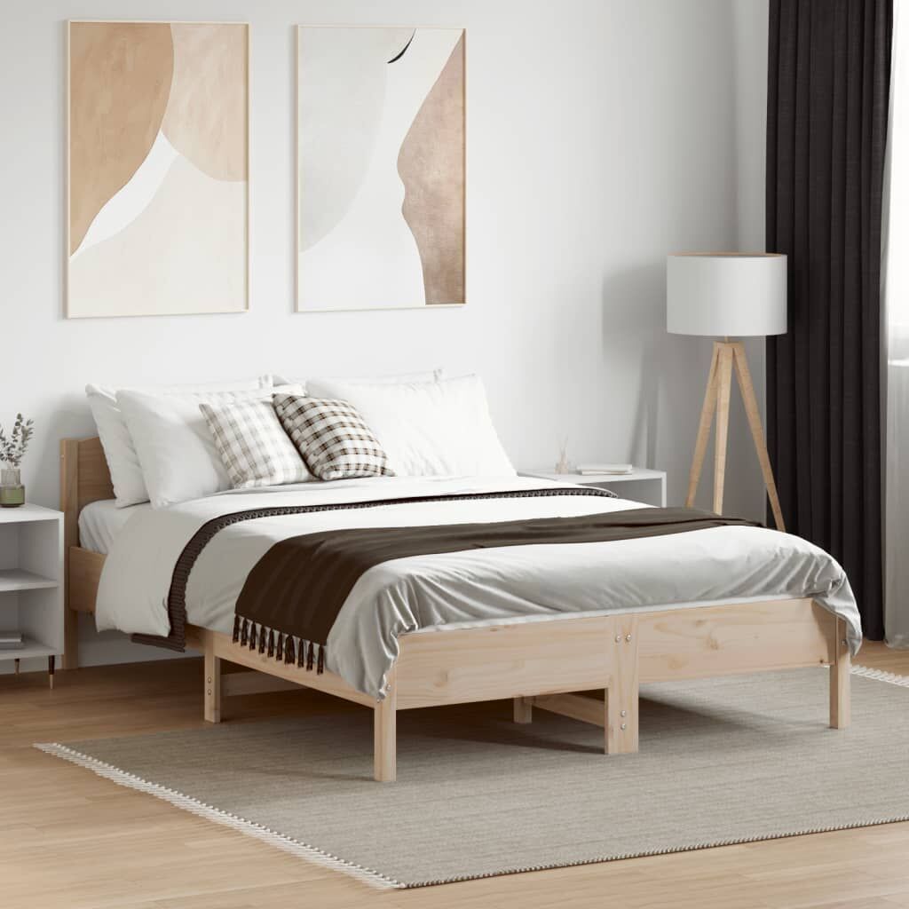 Bed Frame without Mattress 135x190 cm Solid Wood Pine Price