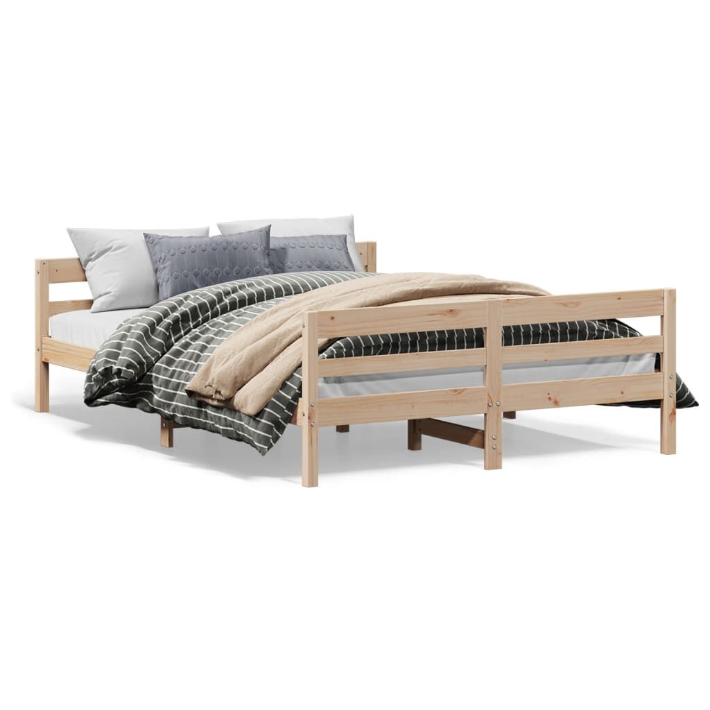 Bed Frame without Mattress 137x187 cm Double Solid Wood Pine Price