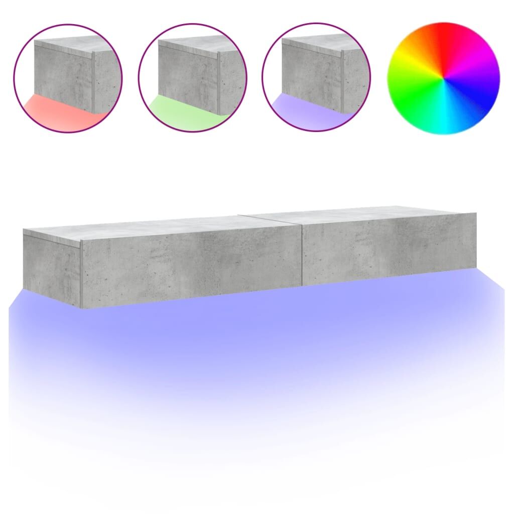 TV Cabinets with LED Lights 2 pcs Concrete Grey 60x35x15.5 cm Price