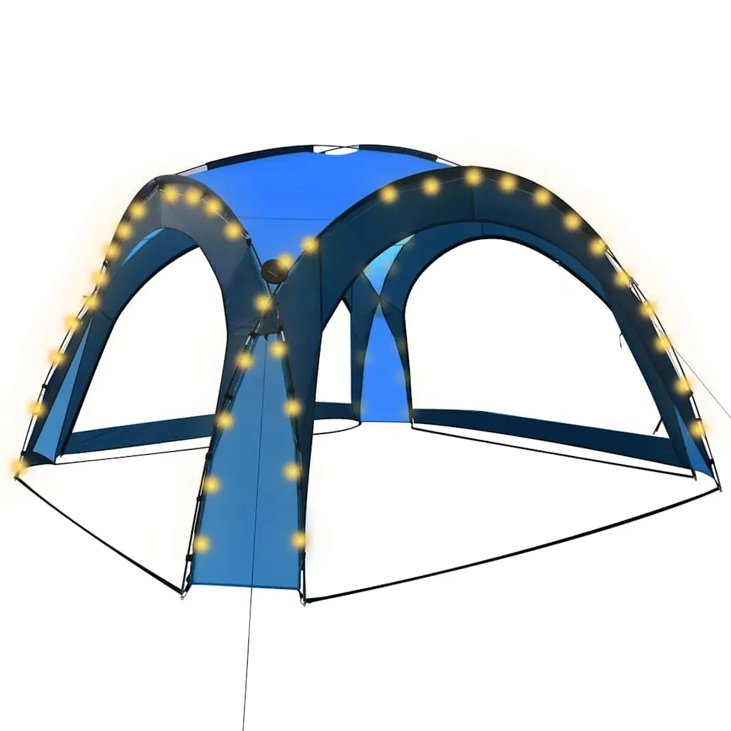 Party Tent with LED and 4 Sidewalls 3.6x3.6x2.3 m Blue Price