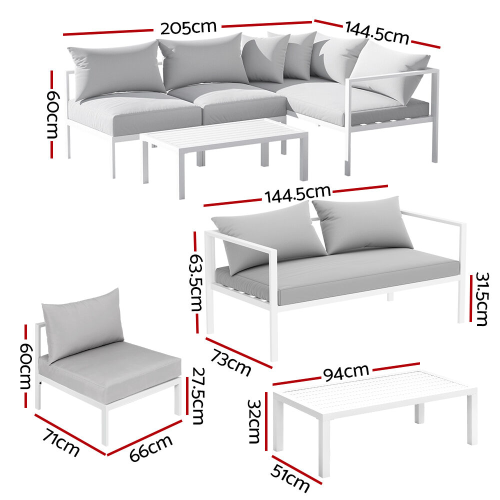 4 Seater Outdoor Sofa Set Aluminium Lounge Setting Price