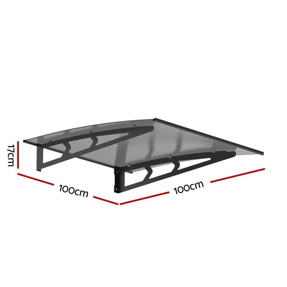 Instahut Window Door Awning Canopy 1mx1m Grey Solid Sheet Metal Frame Price
