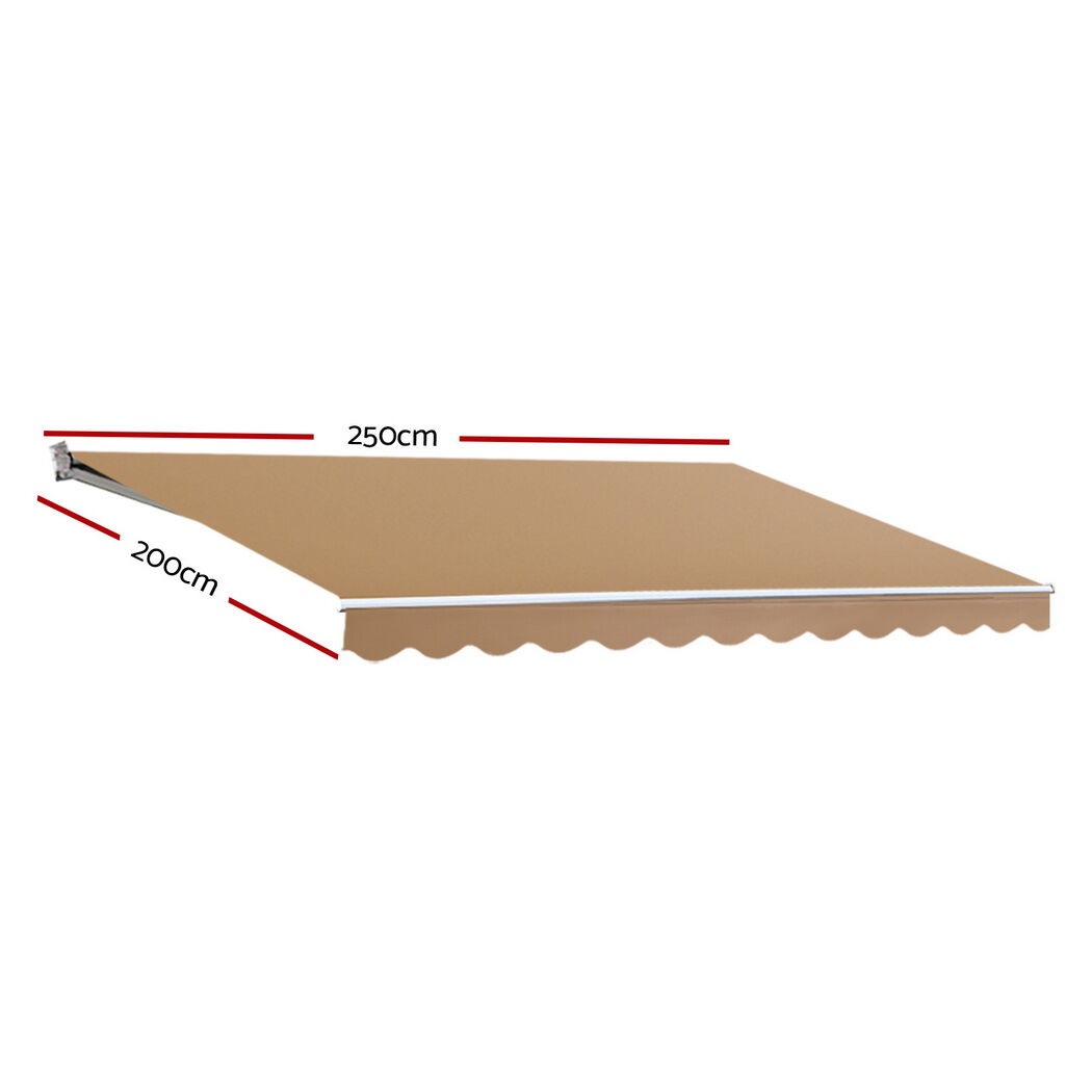 Instahut Retractable Folding Arm Awning Manual Sunshade 2.5Mx2M Beige Price