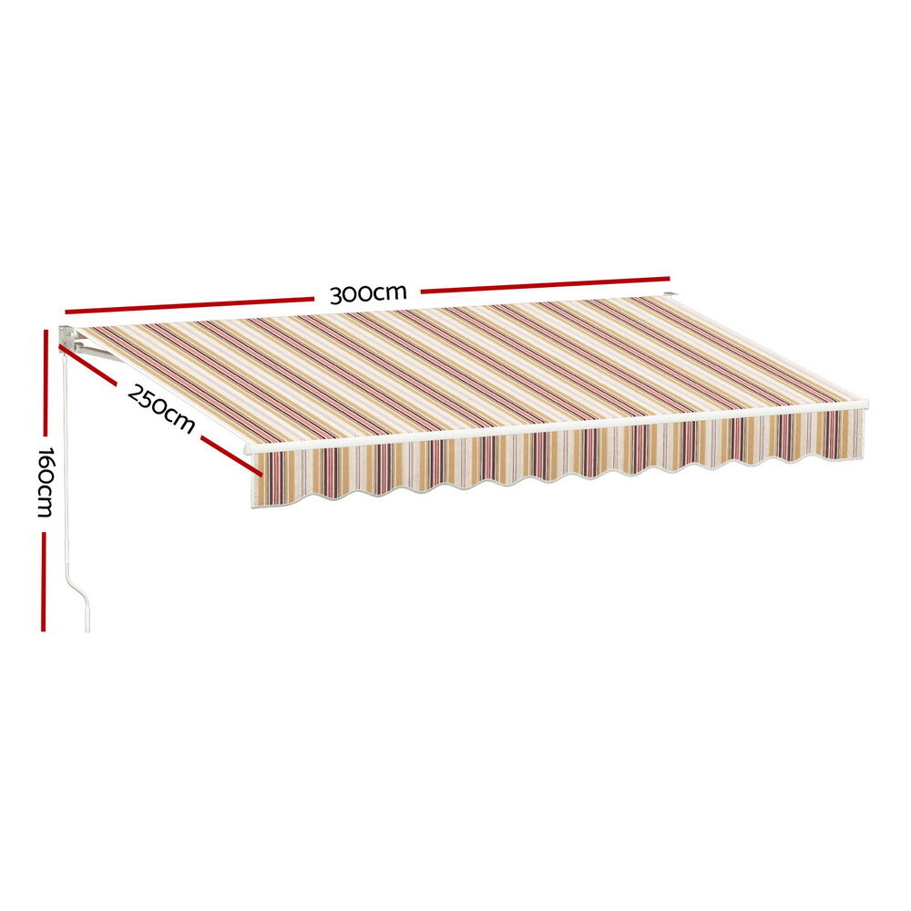 Retractable Folding Arm Awning Manual Sunshade 3Mx2.5M Beige Brown Price