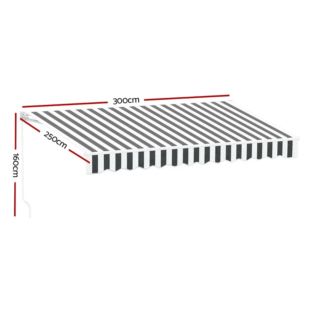 Instahut Retractable Folding Arm Awning Manual Sunshade 3Mx2.5M Grey White Price