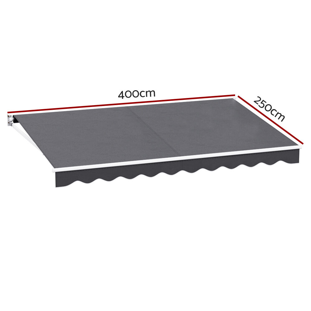 Retractable Folding Arm Awning Manual Sunshade 4Mx2.5M Grey Price