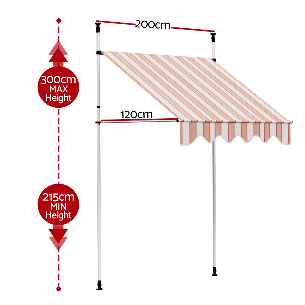 Window Fixed Pivot Arm Awning Outdoor Door Canopy 2X1.8M Beige/Brown Price