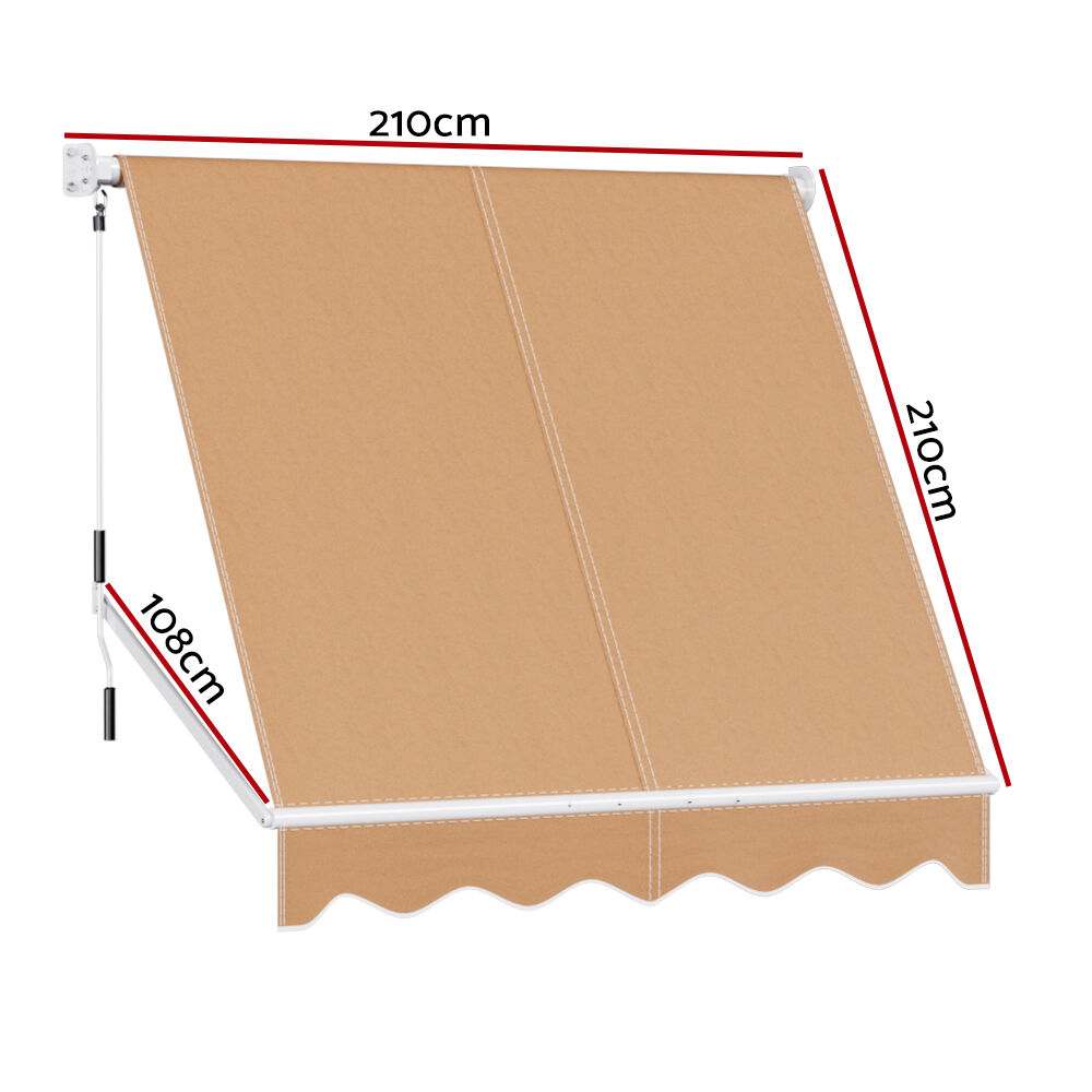 Window Fixed Pivot Arm Awning Outdoor Retractable Canopy 2.1X2.1M Beige Price