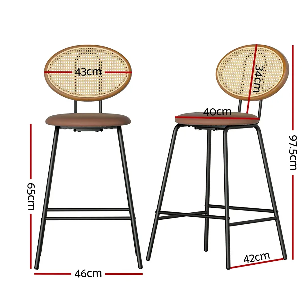 2x Bar Stools PU Leather Stools Brown Price