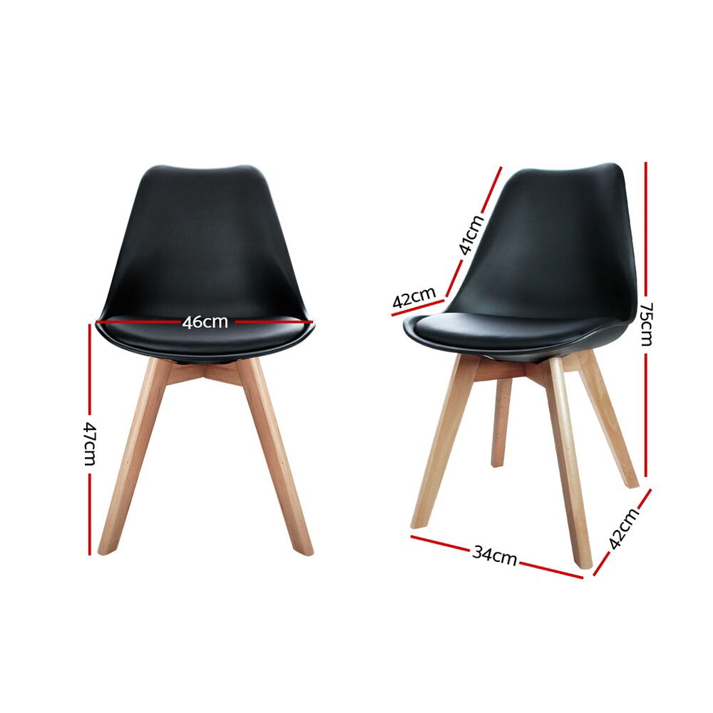 Dining Chairs Set of 4 Leather Plastic DSW Replica Wooden Black Price