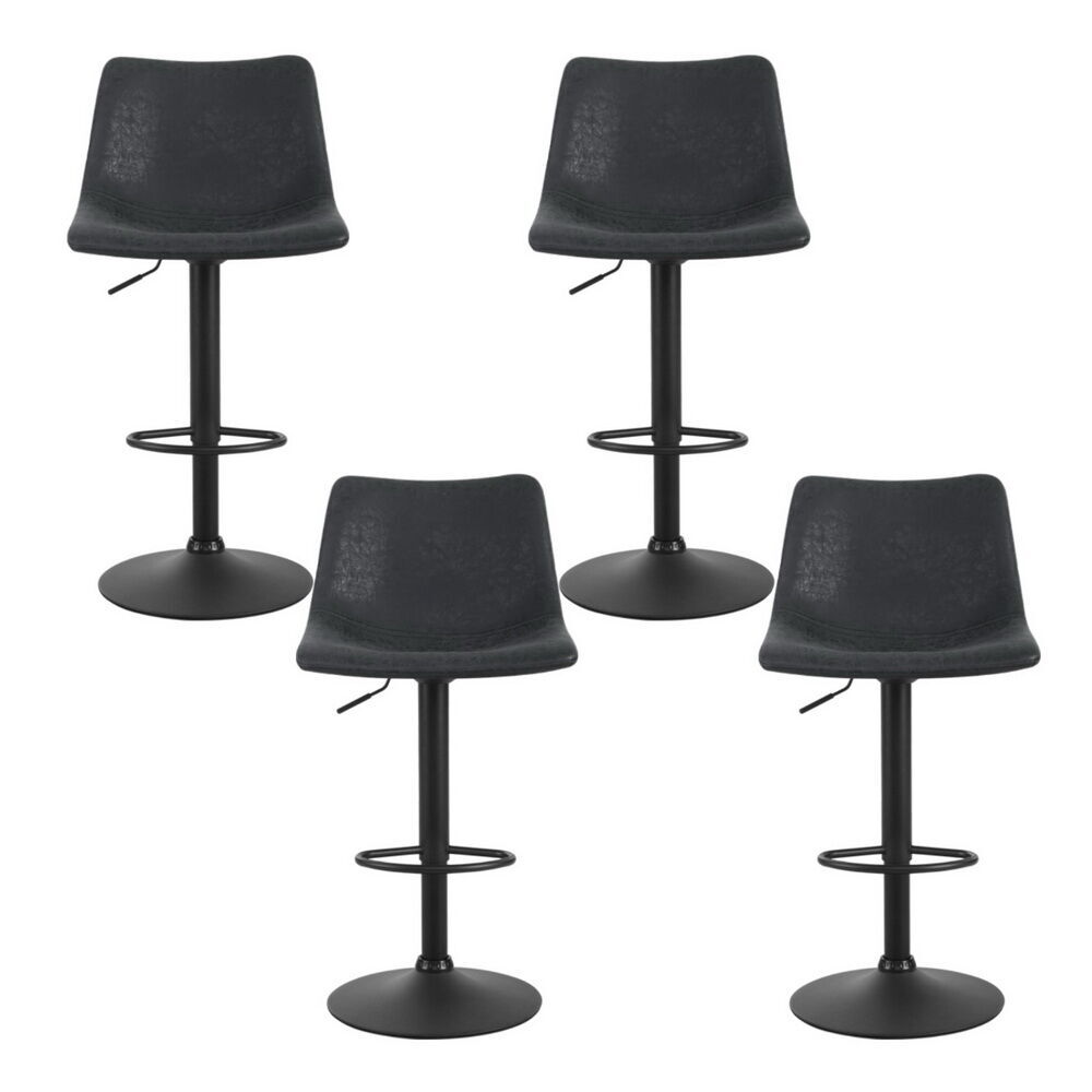 Artiss 4x Bar Stools Vintage Leather Swivel Gas Lift Black Price