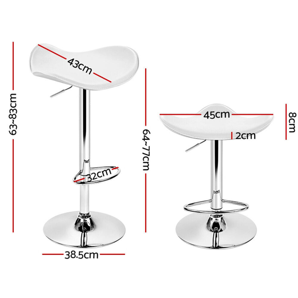 4x Bar Stools Leather Gas Lift Chair White Price
