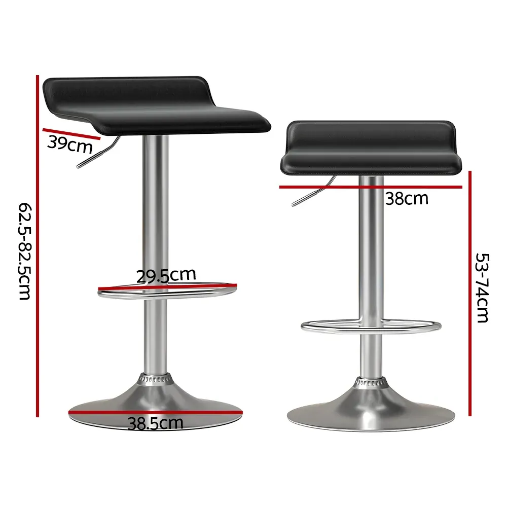 2x Bar Stools Faux Leather Chair Black Price